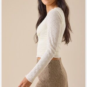 ALTARD STATE WOMENS MAISIE LACE CREAM TOP BLOUSE SHIRT XS